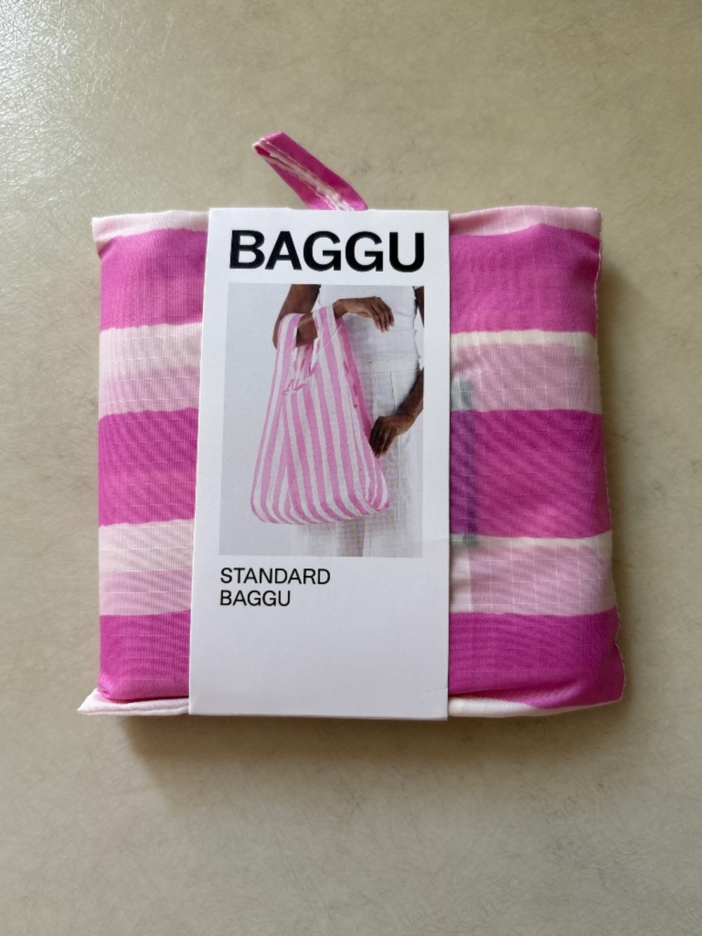 RARE STANDARD BAGGU PINK  PAINTED STRIPE NWT